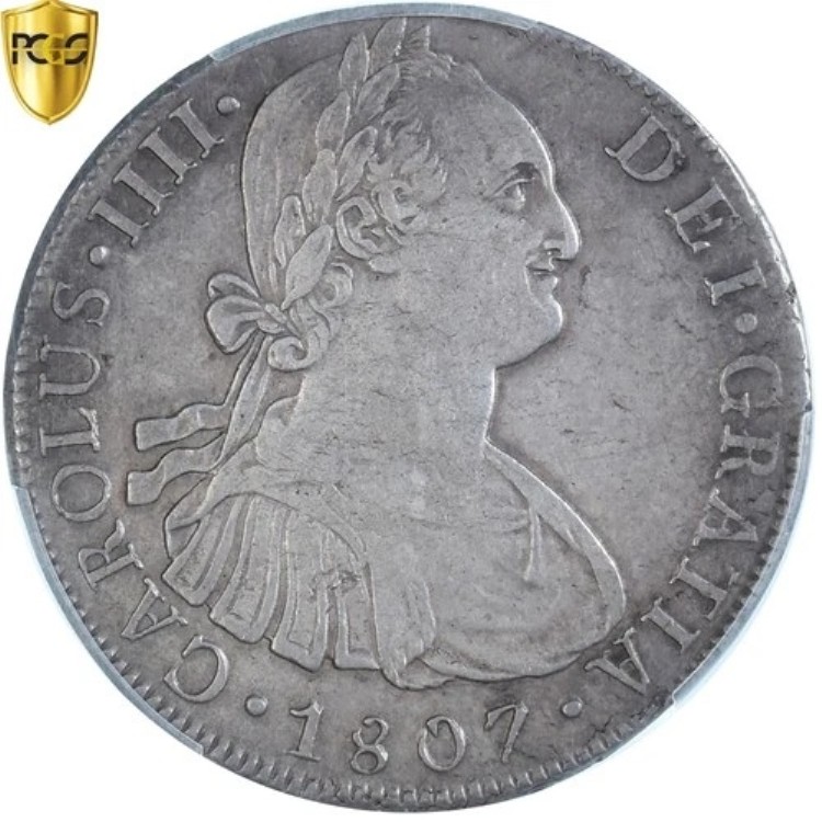 [#341651] コイン、ペルー、カルロス4世、8レアル、1807年、リマ、PCGS、クリーニング済み-XF詳細｜WORLD RESOURCE【KING店】