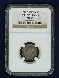 イギリス ヴィクトリア 1871年 シックスペンス チョイス 未流通コイン NGC認定 MS64