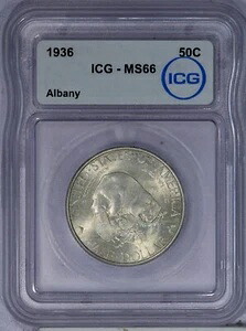 1936年 アルバニー ハーフダラー 50セント ICG MS66