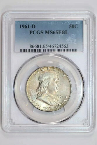 1961-D フランクリン ハーフダラー PCGS MS65 FBL