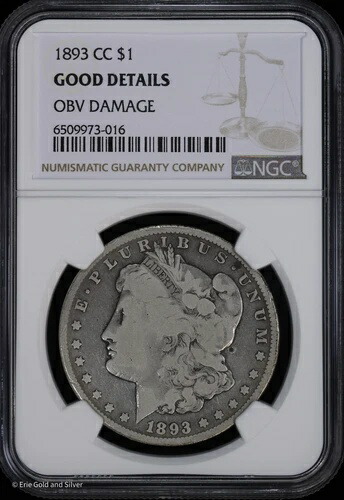 1893-CC 1ドル モルガン銀貨 NGC 良好な状態