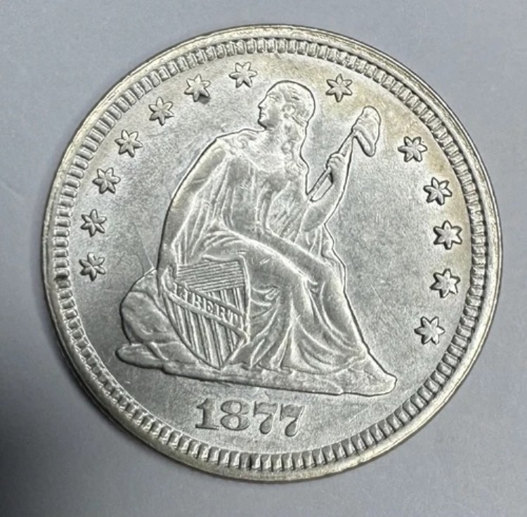 1877年 P シーテッド リバティ クォーター ?? 美しいホワイト ブリリアント 未流通品??|WORLD RESOURCE【KING店】