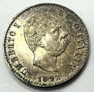 50 センテシミ コイン 1892 イタリア ウンベルト 1 世 レア シルバー REF82157