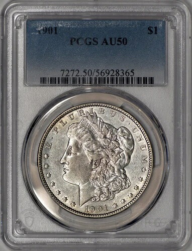 1901 年 モーガン シルバー ダラー $1 PCGS AU50 - 素晴らしいコインです!