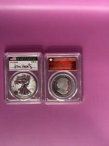 2019年 プライド・オブ・ツー・ネーションズ 2枚セット PCGS PR 70 FDOI サイン入りリバースプルーフ イーグル