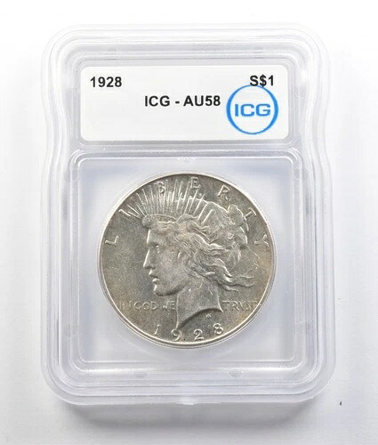 1928年ピースシルバードル AU58 ICG *9351