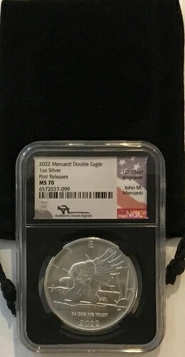 2022 NGC MS70 マーカンティ サイン入り ダブルイーグル 1オンス シルバー 初リリース！