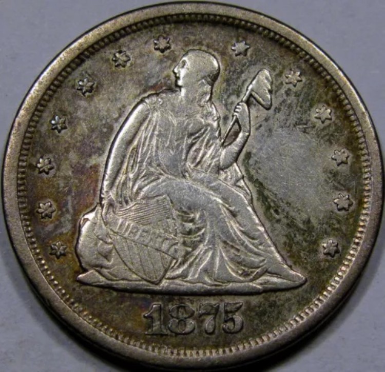 1875-S 米国 20 セント硬貨 AU++... 美しい色彩の、非常に魅力的なコインです。