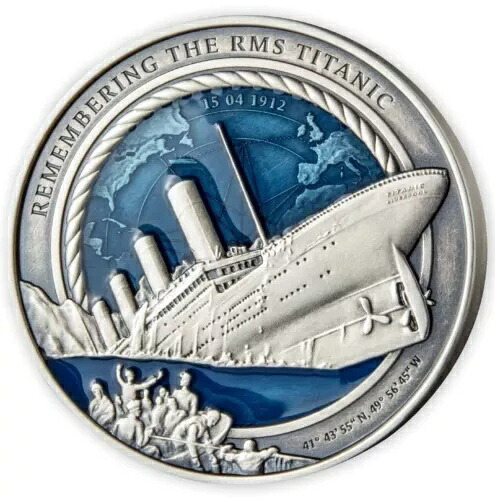 RMSタイタニック号沈没35周年記念 3オンス銀貨 10ドル ソロモン諸島 2021年