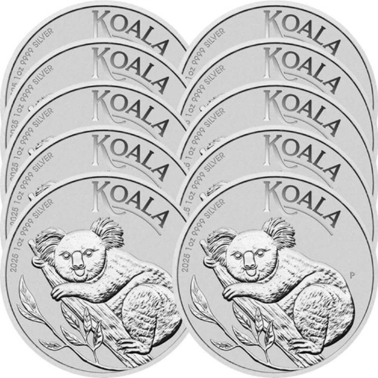 10枚セット - 2025年 1ドル銀貨 オーストラリア産コアラ 1オンス BU