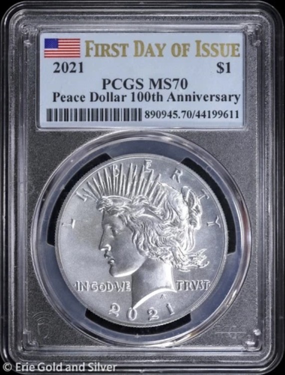 2021-P 1ドル 100周年記念 ピースシルバーダラー PCGS MS 70 | FDOI