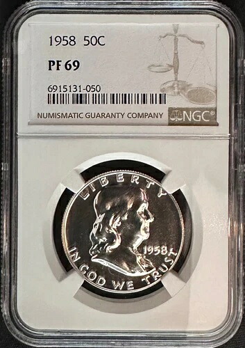 1958年 プルーフ フランクリン NGC PR69、輝くクリアな表面、シミや変色なし 184,250円