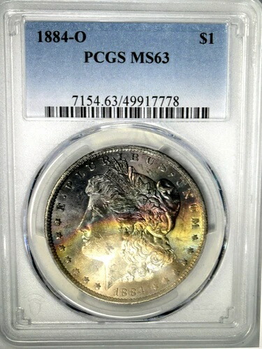 1884年 Oトーン モーガン $????PCGS MS 63????ゴジラ ディープカラー レインボー????