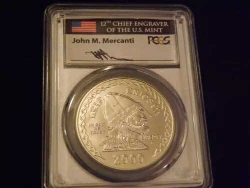 2000-P $1 LEIF ERICSON Mercanti ラベル PCGS MS 70