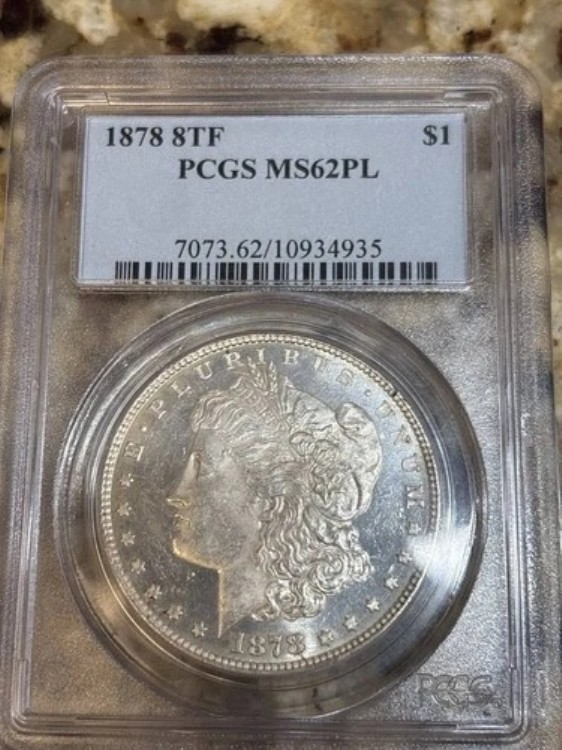 1878年 P モルガン銀貨 PCGS MS-62 PL 8TF