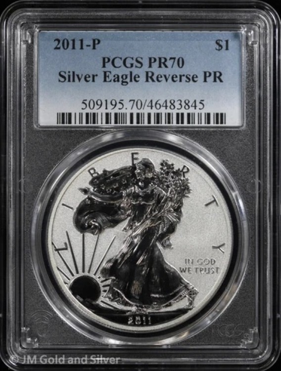 2011-P 1ドル リバースプルーフ アメリカンシルバーイーグル PCGS PR 70