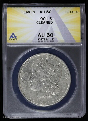 1901-P 1ドルモルガン銀貨 ANACS AU 50 詳細