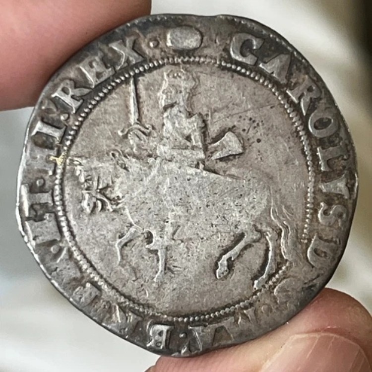 銀貨 1636-38年 イングランド グレートブリテン 1/2ハーフクラウン チャールズ1世