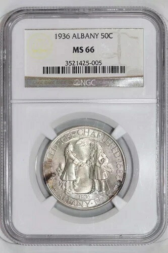 1936年 アルバニー銀貨記念ハーフドル NGC MS66