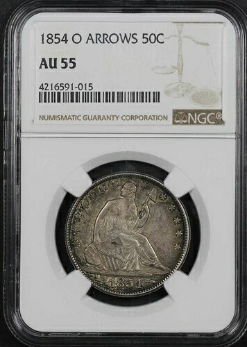 1854-O シーテッド・リバティ・ハーフダラー・アローズ NGC AU-55｜WORLD RESOURCE【KING店】
