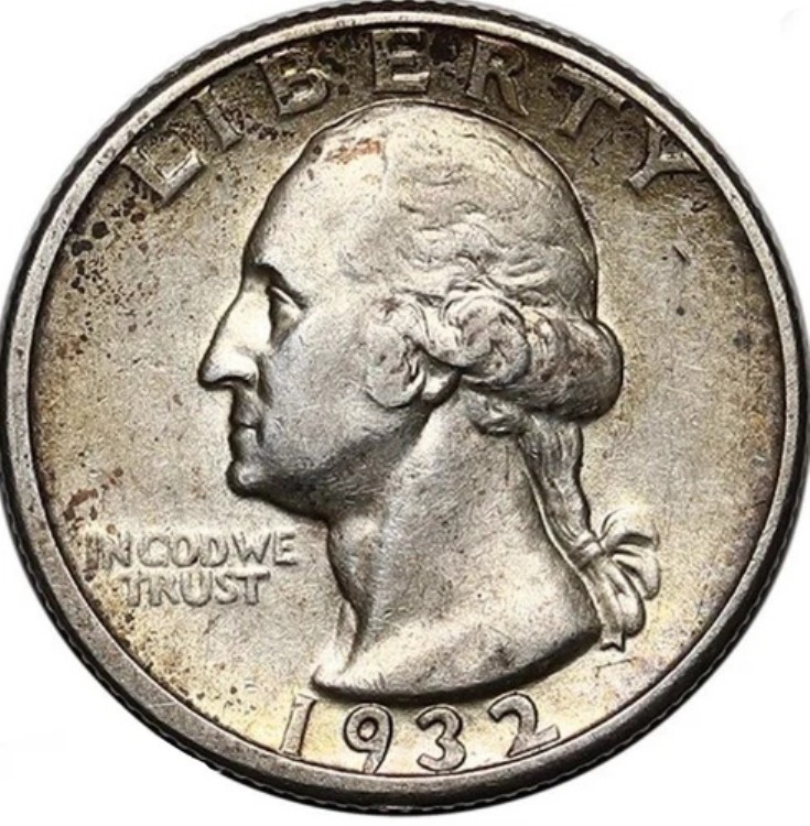 1932-D ワシントン銀貨 25セント硬貨 高級 *重要な日付* 外観 * 色調 *｜WORLD RESOURCE【KING店】