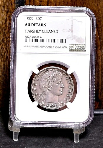 1909年バーバーハーフダラー - NGC AU詳細、強洗浄済み（#59345-L）｜WORLD RESOURCE【KING店】