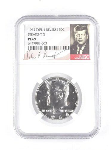 PF69 1964年 ケネディ ハーフダラー タイプ1 REV ストレートG サインラベル NGC *7805｜WORLD RESOURCE【KING店】 179,850円