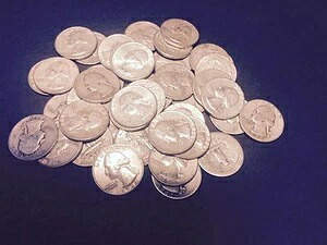 $15.00 90% 米国銀流通コイン、ワシントン クォーター、1965 年以前 1 枚!