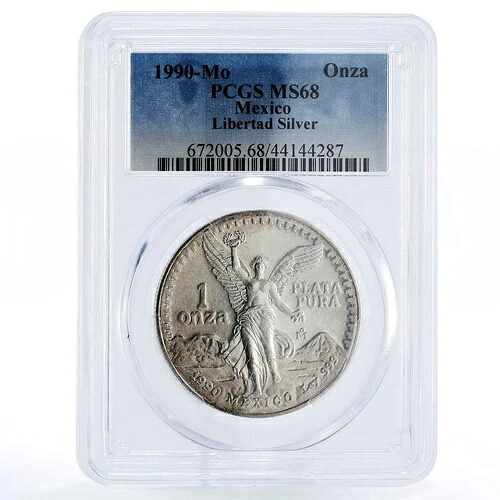 メキシコ 1オンザ・リベルタッド 独立の天使 MS68 PCGS 銀貨 1990年｜WORLD RESOURCE【KING店】