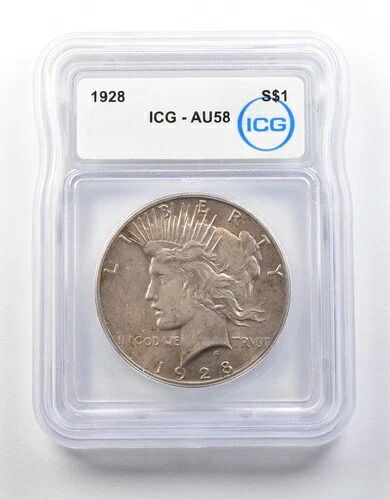 1928年ピースシルバードル AU58 ICG *8687