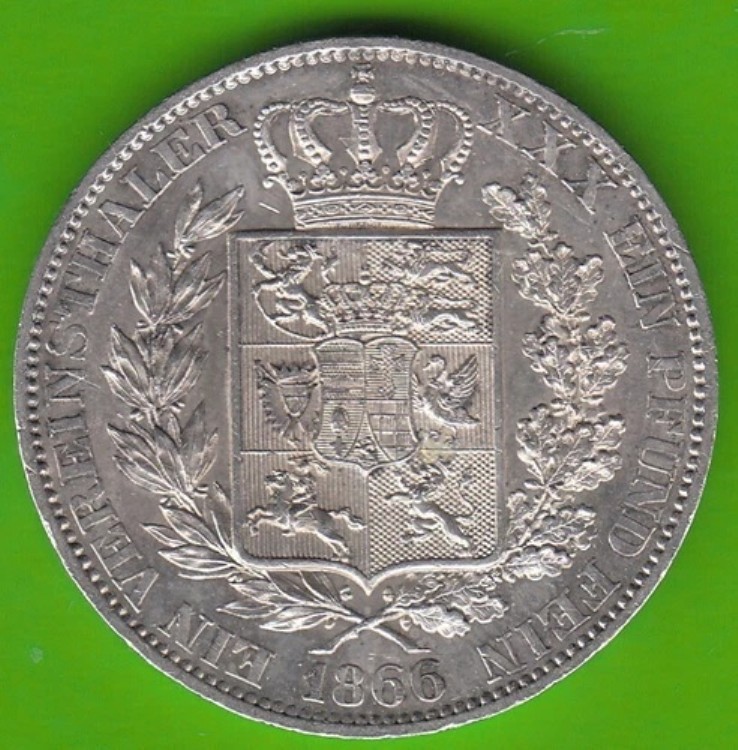 コイン ターラー シルバー オルデンブルク フェラインシュターラー 1866 Better Than Vz Pretty NSWLEIPZIG｜WORLD RESOURCE【KING店】