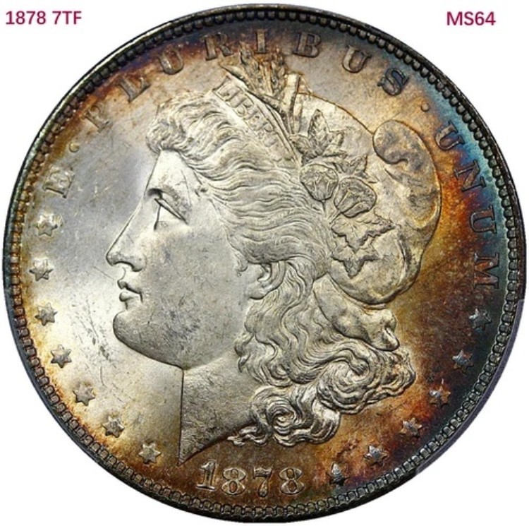 1878年 7TF モルガン銀貨 PCGS MS64 裏面