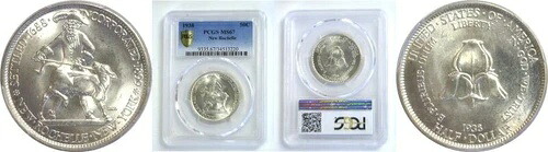 1938年 50セント ニューロシェル シルバー 記念品 PCGS MS-67|WORLD RESOURCE【KING店】