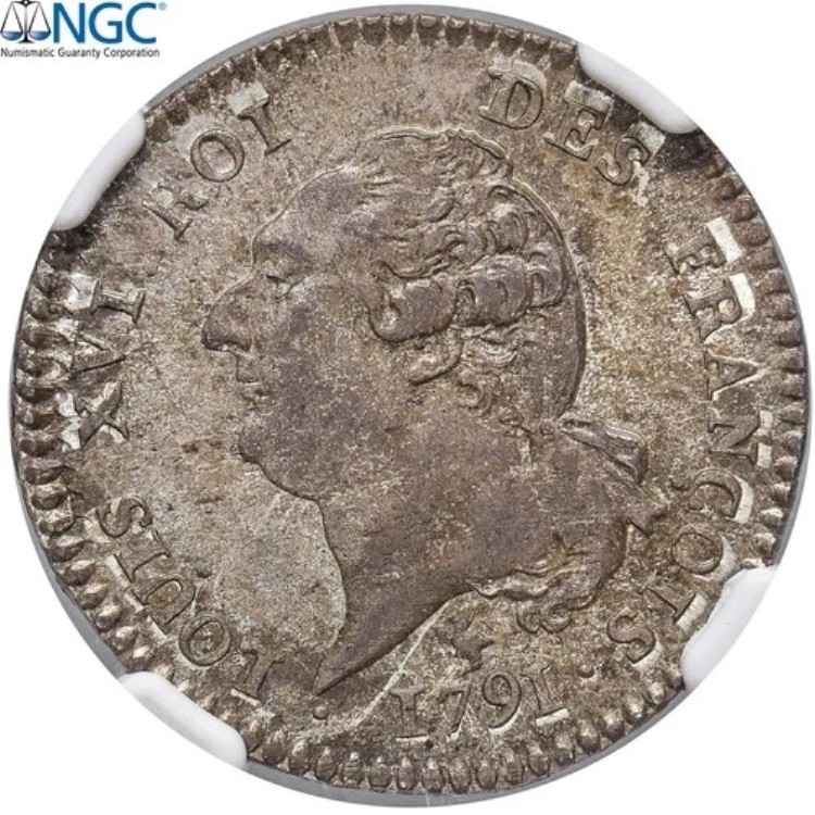 フランス、ルイ 16 世、15 ソル フランソワ、1791 年、パリ、第 2 学期、銀-｜WORLD RESOURCE【KING店】