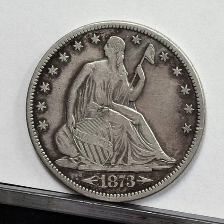 1873-CC リバティ・シーティング・ハーフダラー - Ch VFディテール、強力クリーニング済み (#59623-L)