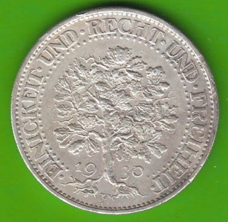 コインマーク シルバー 5 ライヒスマルク 1930年 F オークツリー通貨 Vf-Xf 希少 nswleipzig|WORLD RESOURCE【KING店】