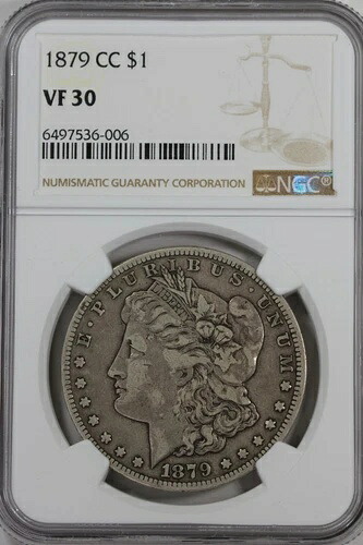 1879-CC 1.00 NGC VF30 モルガン銀貨、ミス・リバティ・ヘッド・ドル、1ドル