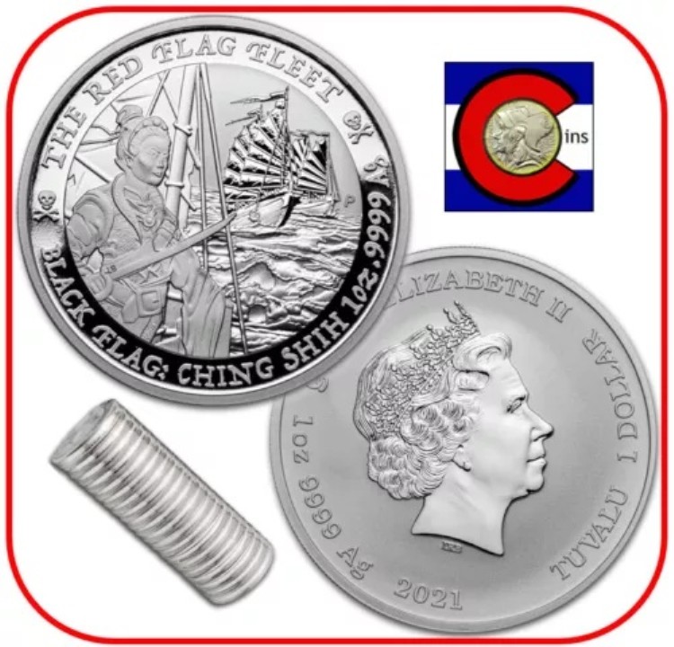 2021年ツバル黒旗赤旗艦隊チン・シー - ロール20 1オンス銀貨
