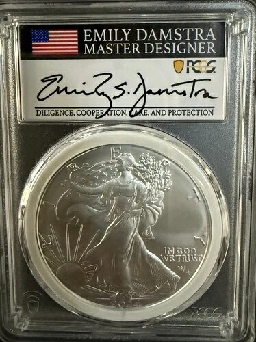 2024 (P) シルバーイーグル PCGS MS70 スタープリヴィ ダムストラ直筆サインラベル付き 50K のうちの1枚｜WORLD RESOURCE【KING店】