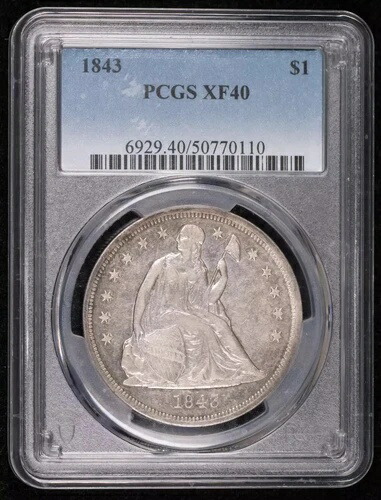 1843年 P リバティ座像銀貨 PCGS XF-40