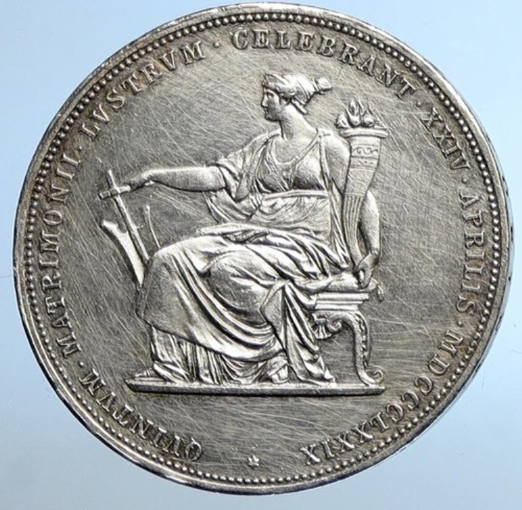 1879年 オーストリア フランツ・ヨーゼフ1世とエリザベート オールドシルバー 2グルデンコイン i110811