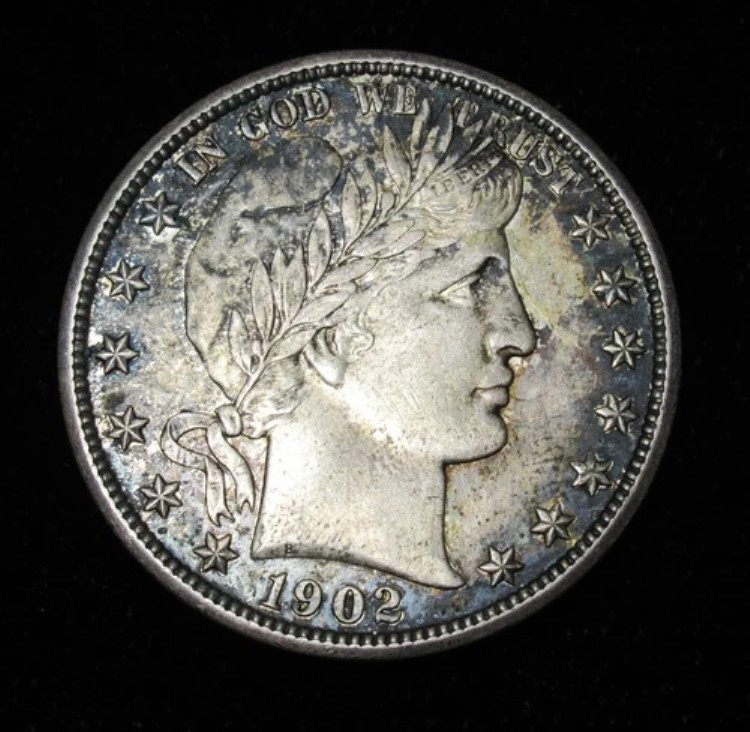 1902-S バーバー・ハーフダラー 50セント。高品質！美しい古色！