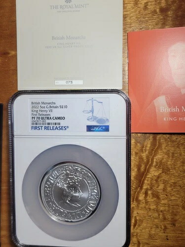 2022 NGC PF70 英国君主 5オンス ヘンリー7世 銀貨 10ポンド COA# 73