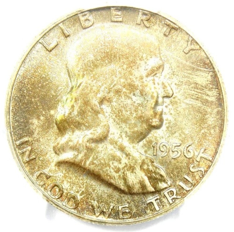 1956 年フランクリン ハーフ ドル 50 セント コイン - PCGS MS67 FBL 認定 - 1,300 ドル相当!
