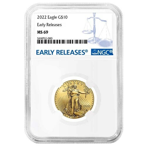 2022年 10ドル アメリカン ゴールド イーグル 1/4オンス NGC MS69 ER ブルーラベル