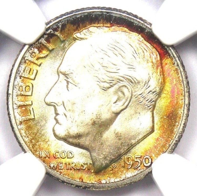 1950-D ルーズベルト ダイム 10セントコイン - NGC MS68 FT (FB) 認定 - 1,650ドル相当|WORLD RESOURCE【KING店】