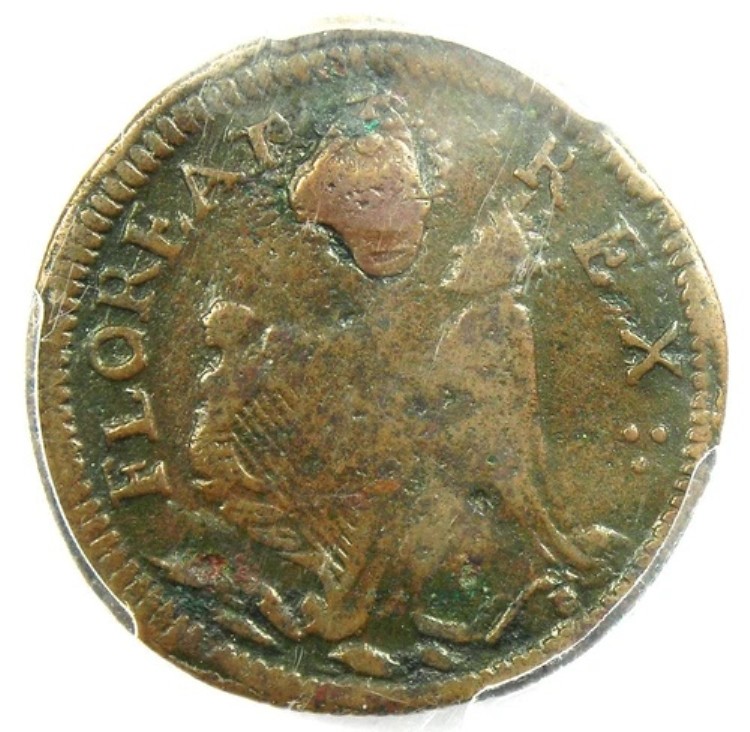 1670年 ニュージャージー州セントパトリック・ファーシング・コロニアルコイン 1/4ペンス - PCGS VF20 - 価値1500ドル 359,865円
