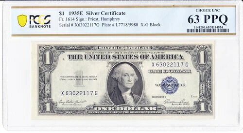 1935E 1ドル銀貨証明書 1614年製 9枚組 シーケンシャルセット PCGS鑑定済み｜WORLD RESOURCE【KING店】