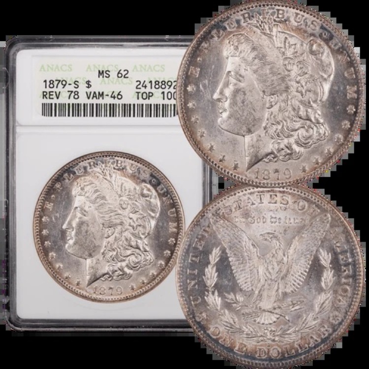 1879-S モルガン・ダラー 1 ドル 1878 年改訂版 - VAM 46 ANACS MS62｜WORLD RESOURCE【KING店】