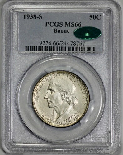 1938-S ブーン 50セント記念ハーフドル PCGS MS 66 CAC 認定｜WORLD RESOURCE【KING店】